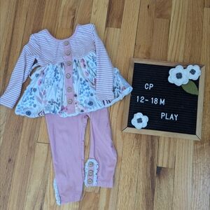 Floral Baby Outfit with Pink Stripes